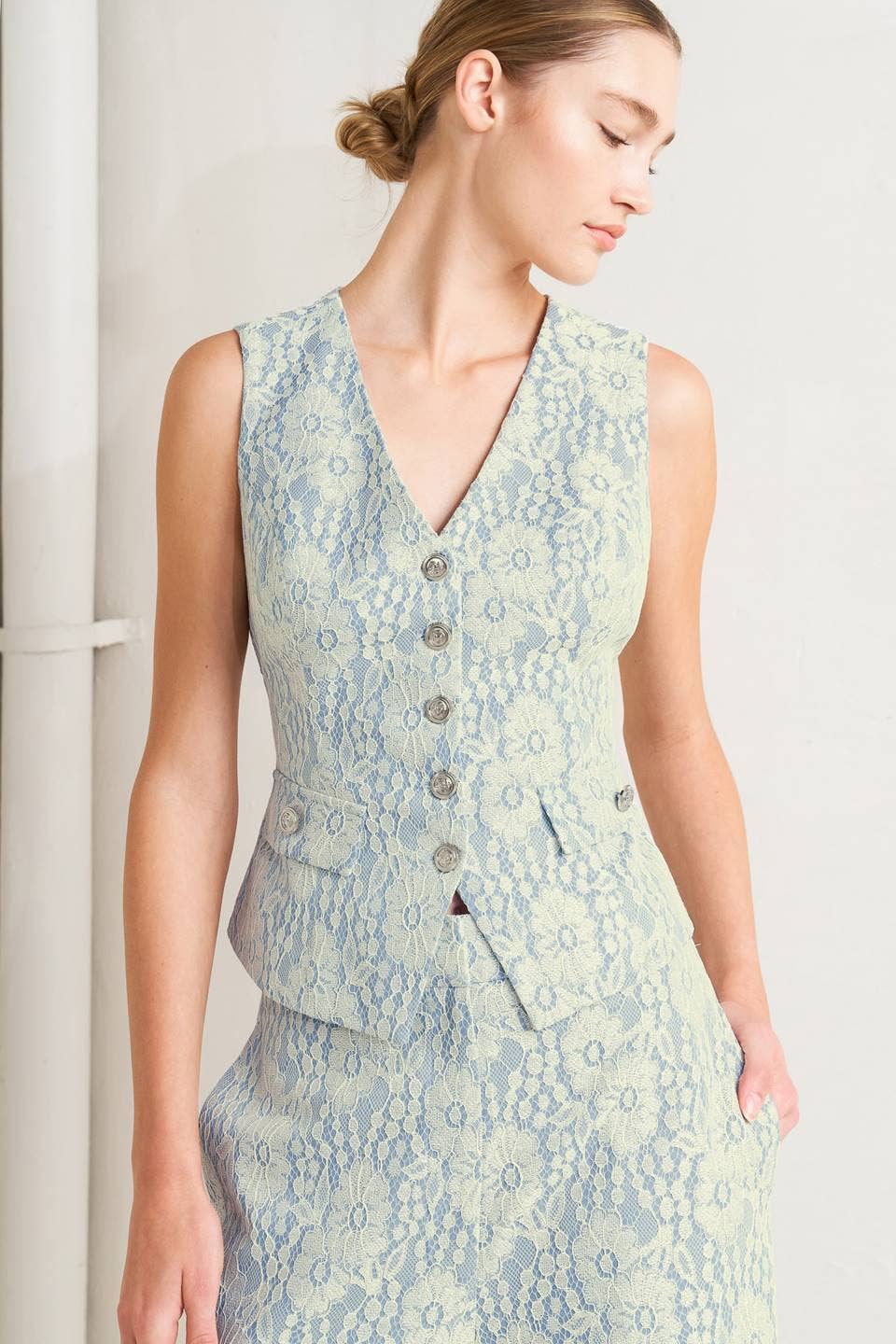 Lace Vest Light Blue