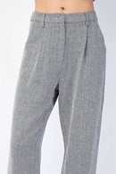 Herringbone Woven Trousers Grey