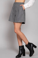 Pleated Shorts Gray