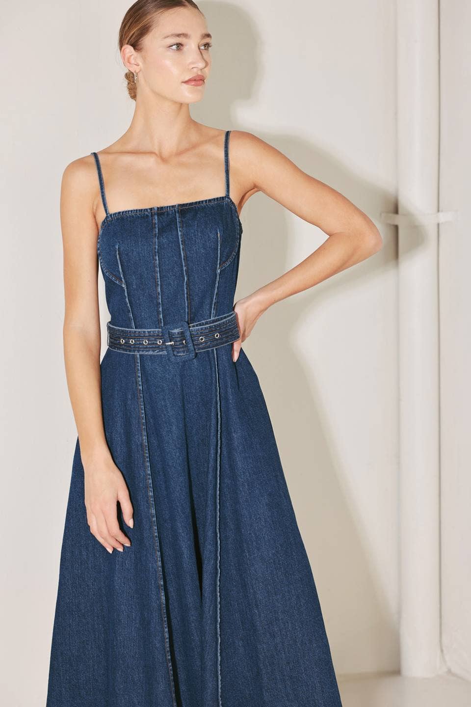 formal denim dress Denim Midi Dress Indigo
