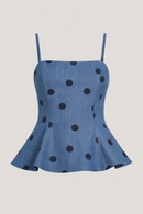 Indigo Polka Dot Top