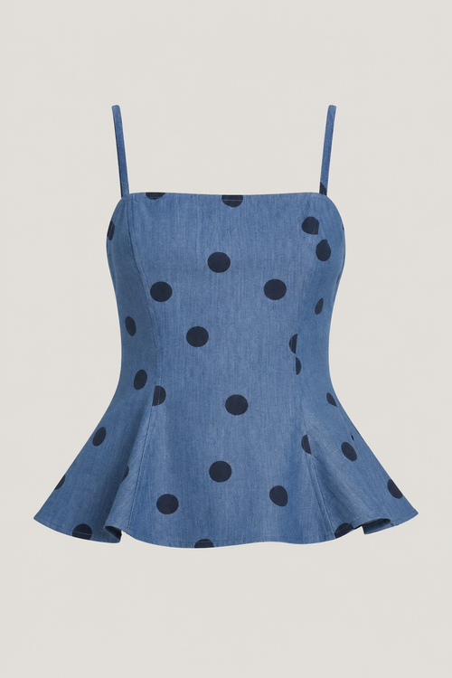 Indigo Polka Dot Top