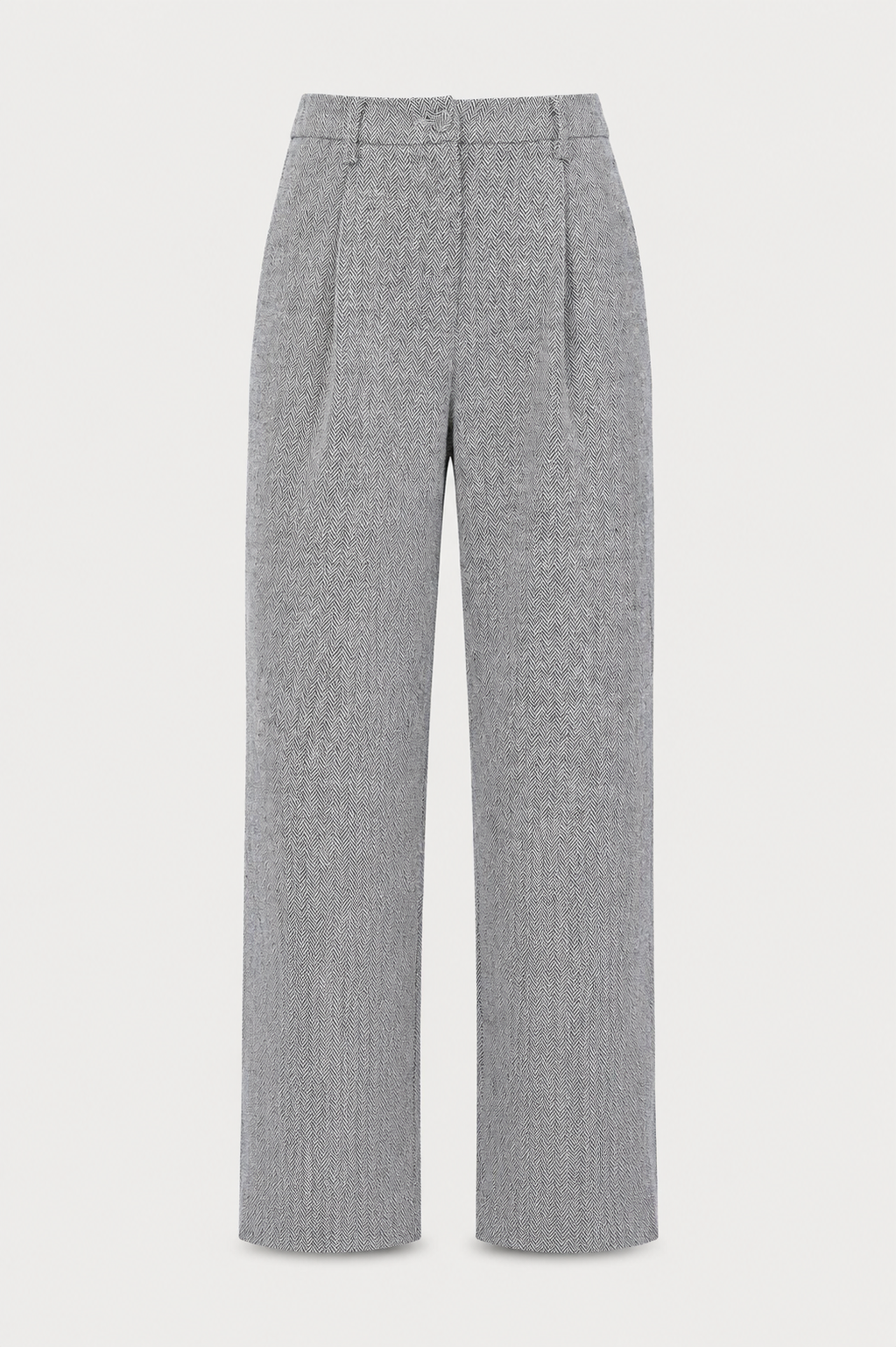 Margot Herringbone Woven Trousers Gray