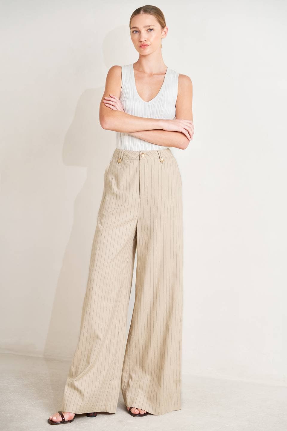 Striped Pant Taupe