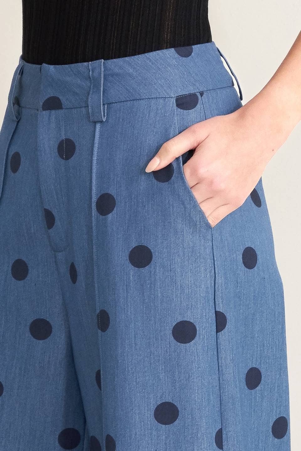 Polka Dot Denim Pant