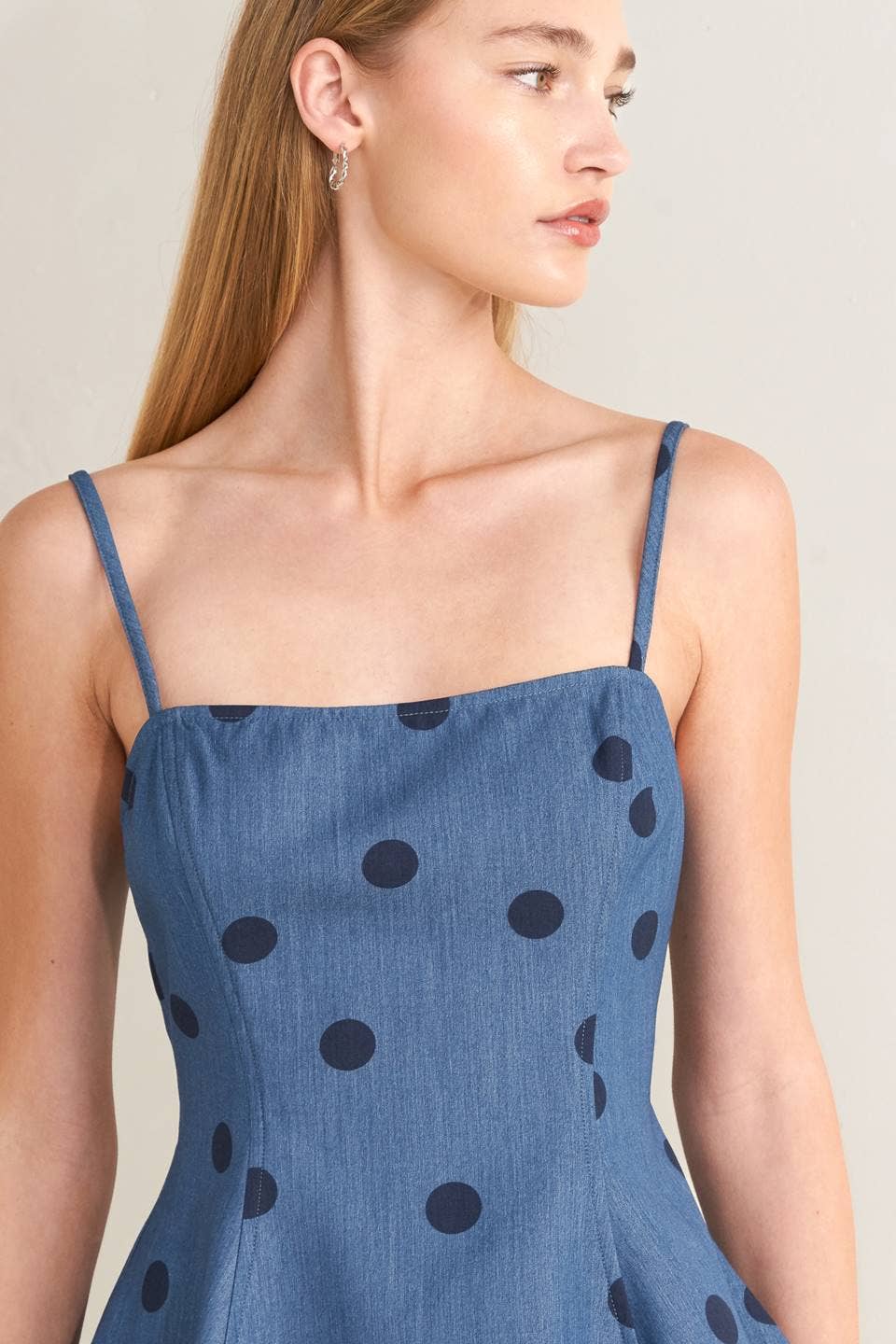 Polka Dot Denim Top