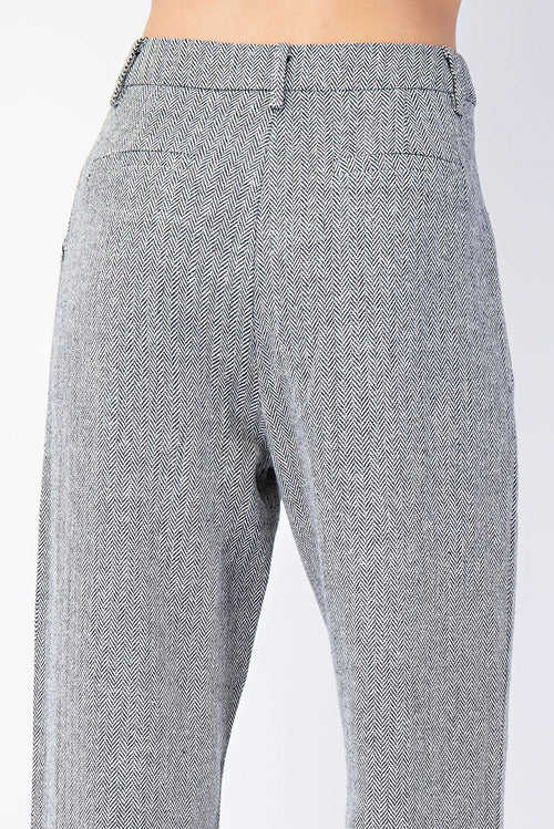 Herringbone Woven Trousers Grey